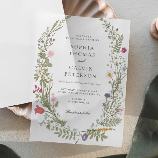 Invitations En Vélin Mariage fleur sauvage (Créateur téléchargé)