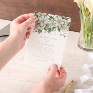 Invitations En Vélin Mariage Floral Aquarelle Blanc