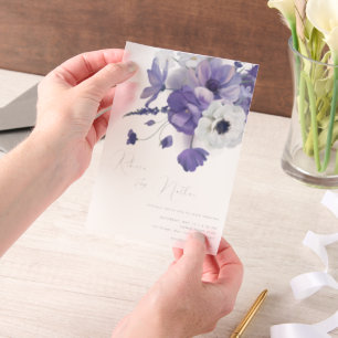 Invitations En Vélin Mariage Floral Lilas et Lavande Foncé