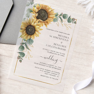 Invitations En Vélin Mariage floral moderne de tournesol Eucalyptus