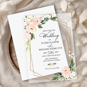 Invitations En Vélin Mariage Géométrique Floral Rose Blush