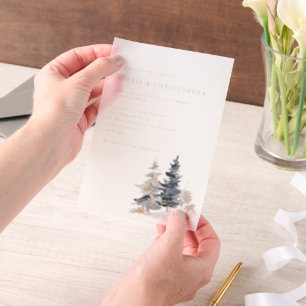 Invitations En Vélin Mariage hivernal minimaliste des arbres neigeux
