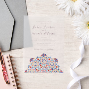 Invitations En Vélin Mariage Mandala Lune Croissante Radieuse Aérienne