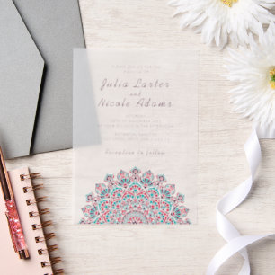 Invitations En Vélin Mariage Mandala Lune Croissante Radieuse Aérienne