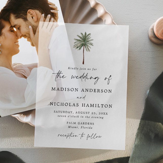 Invitations En Vélin Mariage minimal de palmiers (Créateur téléchargé)