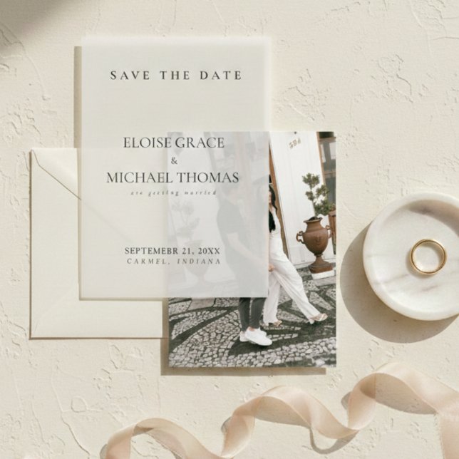 Invitations En Vélin Mariage Minimaliste Classique Save The Date  (Minimalist Classic Wedding Save The Date Vellum Invitations)