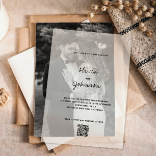 Invitations En Vélin Mariage minimaliste de code Qr