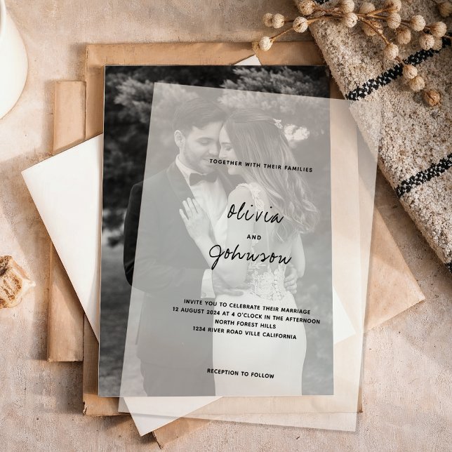 Invitations En Vélin Mariage minimaliste moderne (Créateur téléchargé)