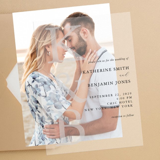 Invitations En Vélin Mariage minimaliste Monogramme moderne (Créateur téléchargé)
