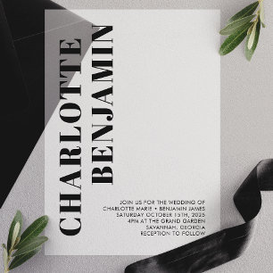 Invitations En Vélin Mariage Minimaliste Noir Audacieux Moderne 