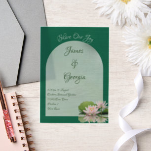 Invitations En Vélin Mariage minimaliste Soft Rose & Green Lotus