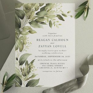 Invitations En Vélin Mariage Moderne aux Feuilles de Verdure d'Eucalypt