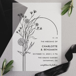 Invitations En Vélin Mariage Moderne Minimaliste Arche Fleur Sauvage No