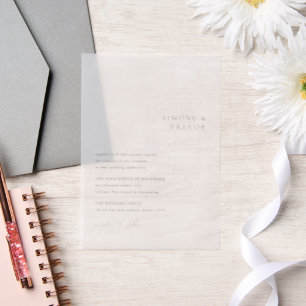 Invitations En Vélin Mariage moderne minimaliste Simone