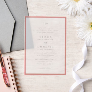Invitations En Vélin Mariage Moderne Monogramme Rose Corail Élégant