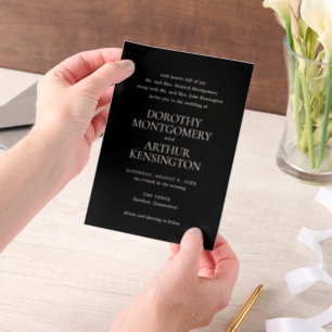 Invitations En Vélin Mariage moderne noir élégant