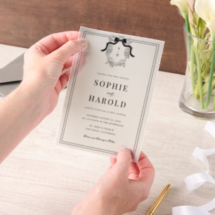 Invitations En Vélin Mariage Monogramme Crête Français Ivoire