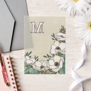 Invitations En Vélin Mariage Monogramme d'illustration des anémones bla