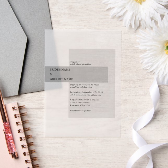 Invitations En Vélin Mariage noir et blanc moderne (Mariage)