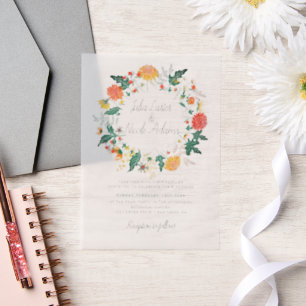 Invitations En Vélin Mariage Pastel Orange Yellow Spring Dahlia Fleurs