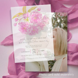 Invitations En Vélin Mariage photo couleur couleur rose cerisier