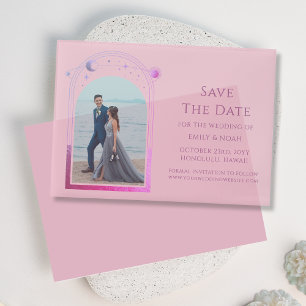 Invitations En Vélin Mariage photo rose céleste violet Enregistrer la d