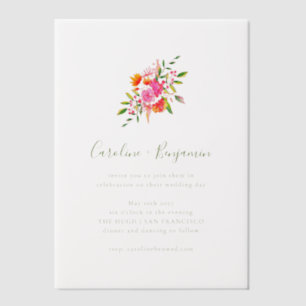 Invitations En Vélin Mariage végétal rose orange minimaliste