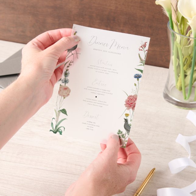 Invitations En Vélin Menu Mariage de cadre Fleur sauvage Secret Garden (Ordinateur de poche)