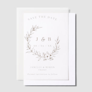 Invitations En Vélin Mercredi Monogramme De Couronne Florale Enregistre
