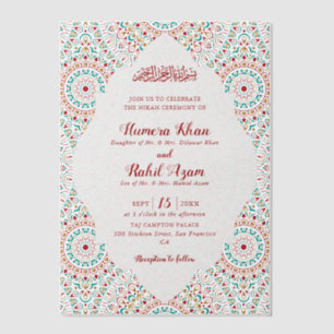 Invitations En Vélin Mihrab Musulman Mariage Élégant Damas Orné