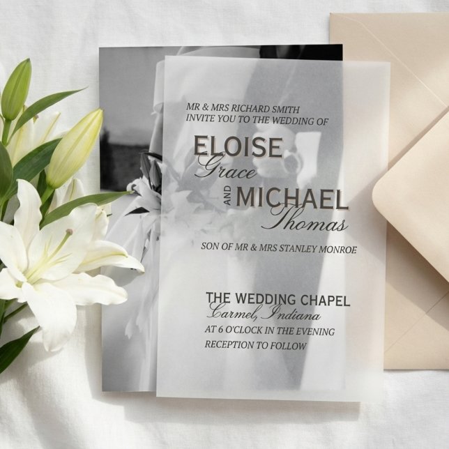 Invitations En Vélin Minimalist Black Tie Formal Wedding (Invite guests to your formal affair with this Minimalist Black Tie Formal Wedding Vellum Invitation!)