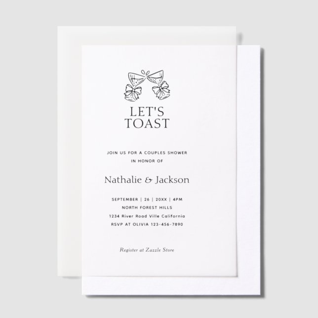 Invitations En Vélin Minimalist Champagne Couple Shower Bridal (Compenser)