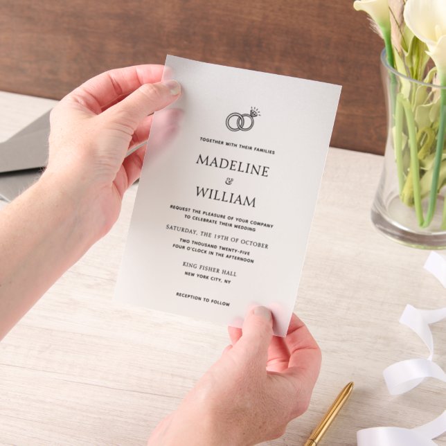 Invitations En Vélin Minimalist Simple Hand Drawn Rings Wedding (Ordinateur de poche)