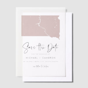 Invitations En Vélin Minimaliste du Dakota du Sud rose vif Enregistrer 