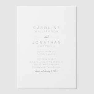 Invitations En Vélin Minimaliste moderne Noir Blanc Nom complet Mariage