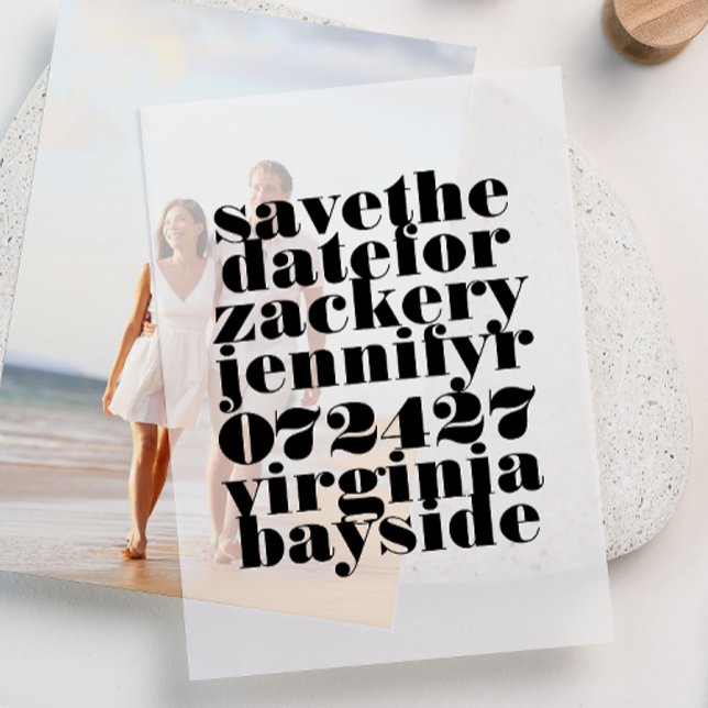 Invitations En Vélin Modern Bold Black Scripti Enregistrer La Date (Créateur téléchargé)