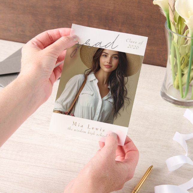 Invitations En Vélin Modern Photo Graduation (Ordinateur de poche)