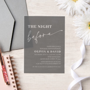 Invitations En Vélin Moderne Gris La Nuit Avant Le Dîner De Répétition