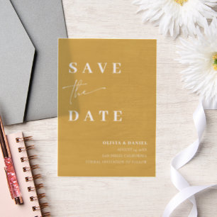Invitations En Vélin Moderne minimaliste Jaune Élégant Enregistrer la d