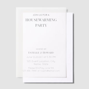 Invitations En Vélin Moderne minimaliste Nouveau foyer Fête de chauffag