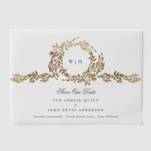 Invitations En Vélin Monogram Gold Crest Classic Enregistrer La Date