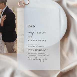 Invitations En Vélin Monogramme chic moderne Mariage rustique simple