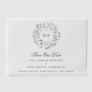 Invitations En Vélin Monogramme Floral Classique De Wreath Enregistrer 
