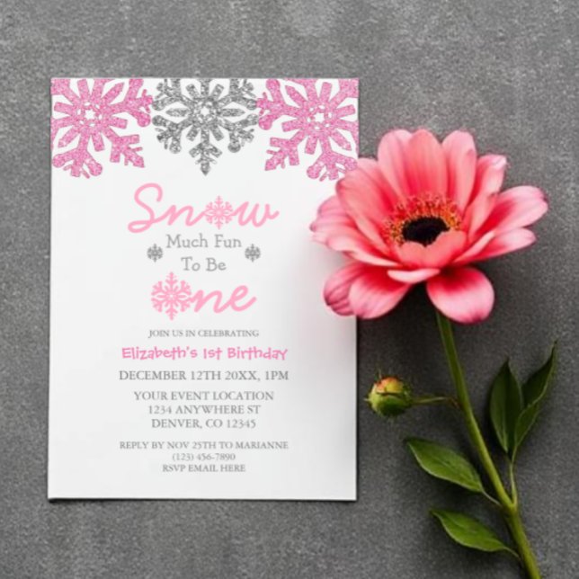 Invitations En Vélin Neige beaucoup amusant pour être un hiver 1er anni (Créateur téléchargé)