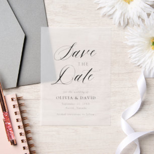 Invitations En Vélin Noir & Blanc Minimaliste Mariage Enregistrer La Da