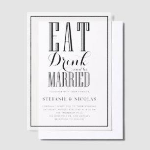 Invitations En Vélin Noir manger, boire et être marié Mariage