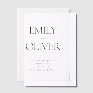 Invitations En Vélin Noms minimalistes modernes Mariage photo