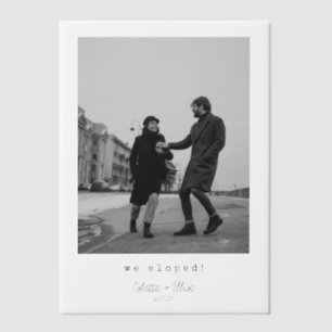 Invitations En Vélin Nous nous sommes enfuis Mariage Moderne Minimalist