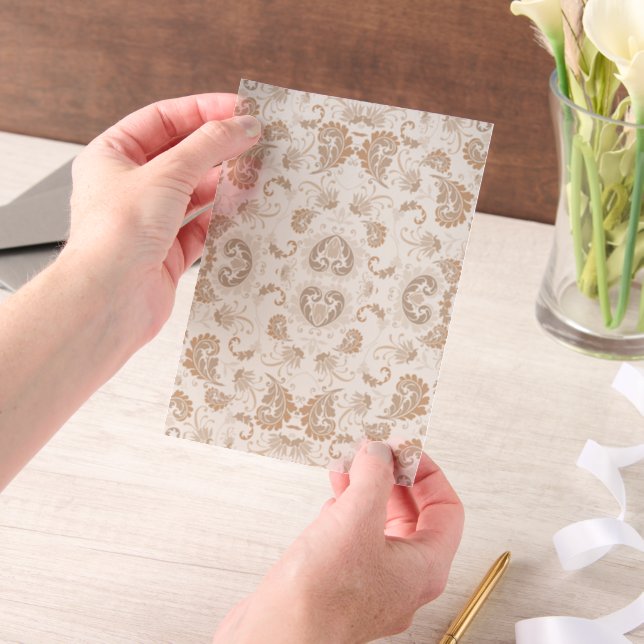 Invitations En Vélin Paisley en beige esthétique moderne Tan Brown (Ordinateur de poche)