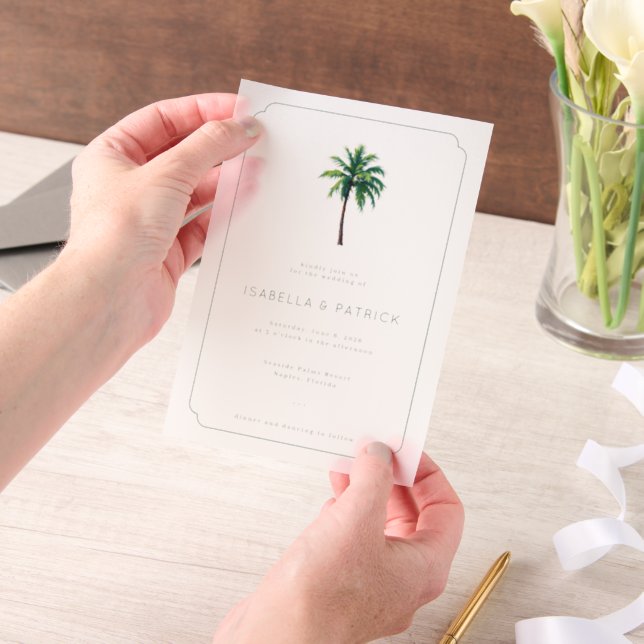 Invitations En Vélin Palmier Tropical Blanc Élégant (Ordinateur de poche)